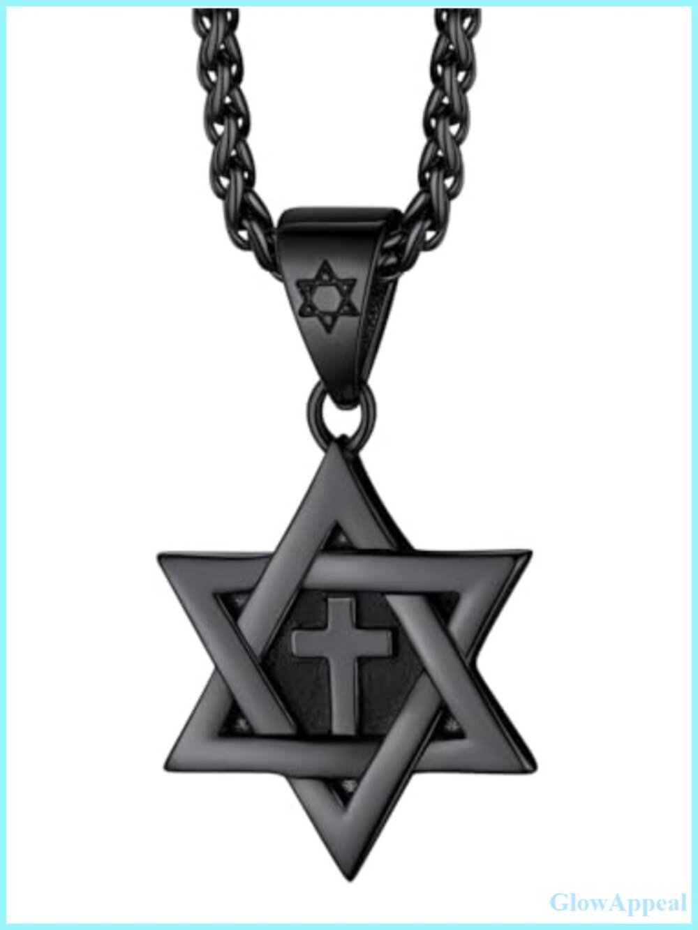 Star of David Necklace with Cross Pendant Stainless Steel